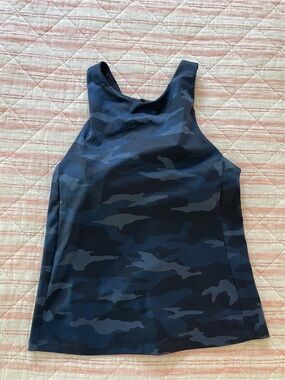 Athleta Navy Camo Tank Top with Built-In Bra